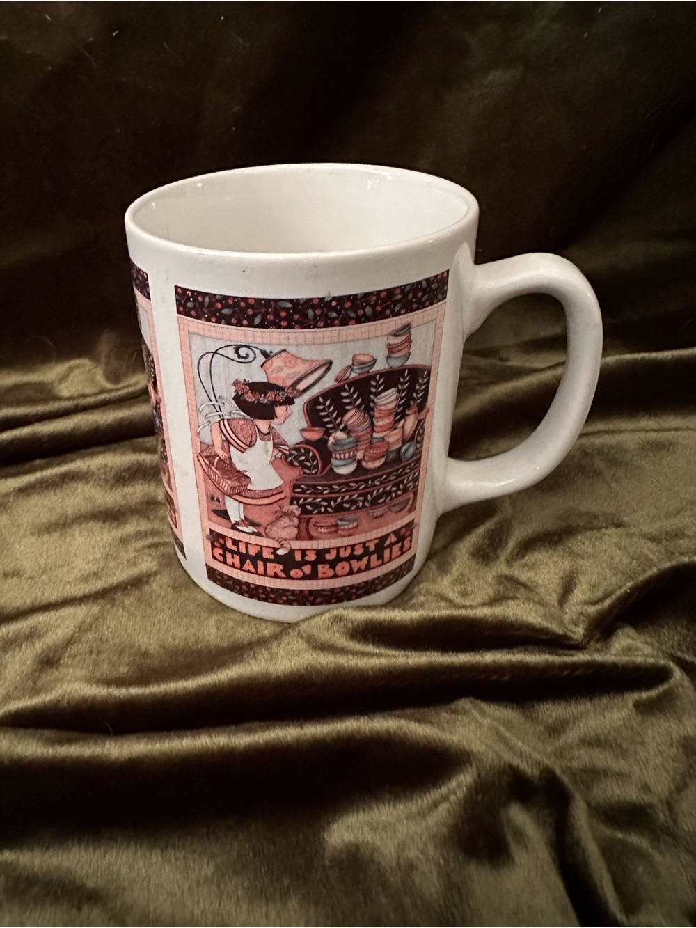 Mary Engelbreit Pink and Black Illustrated Ceramic Mug
